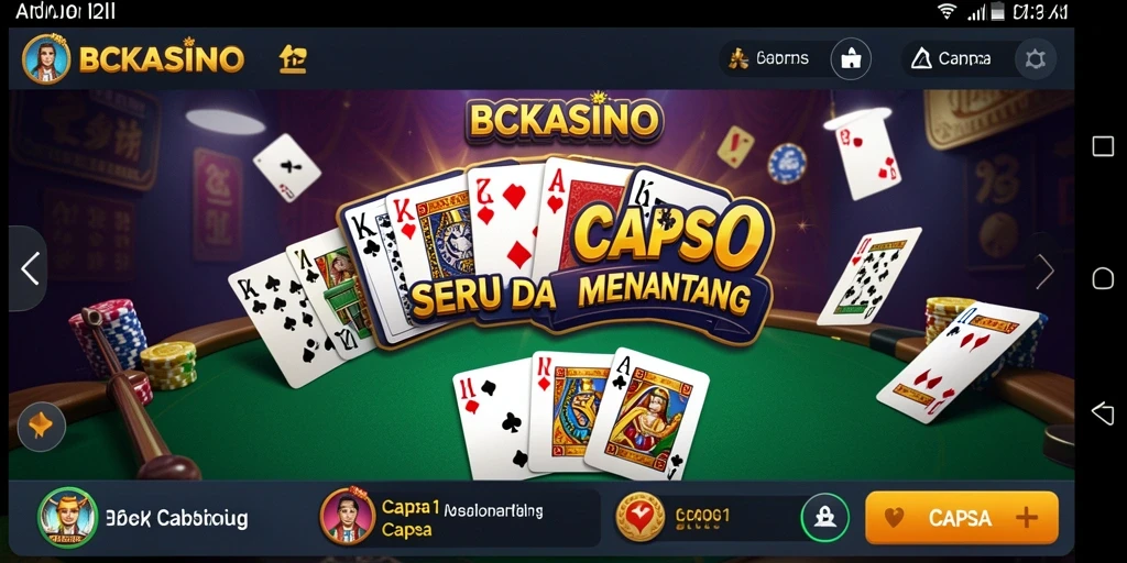 Tampilan antarmuka BCKASINO yang menarik saat bermain Capsa.