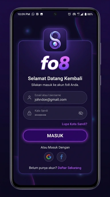 Tampilan halaman login fo8