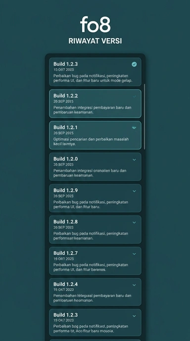 Tampilan riwayat versi fo8